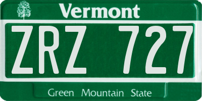 VT license plate ZRZ727