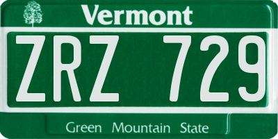 VT license plate ZRZ729