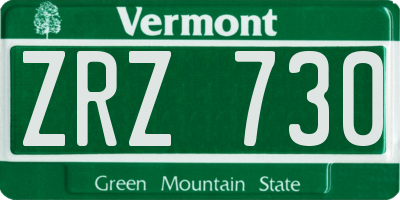 VT license plate ZRZ730