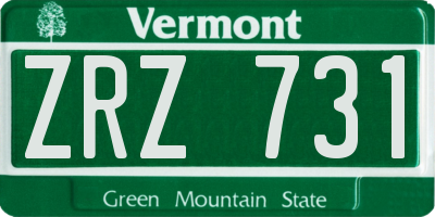 VT license plate ZRZ731