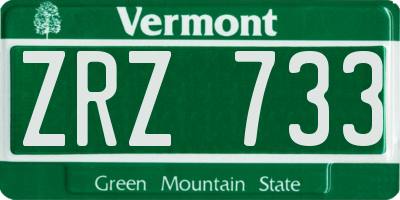 VT license plate ZRZ733