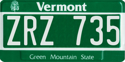 VT license plate ZRZ735
