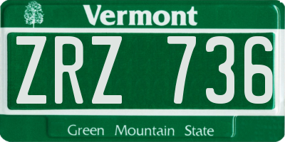 VT license plate ZRZ736
