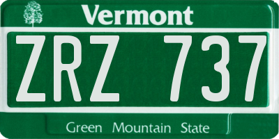 VT license plate ZRZ737