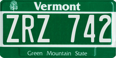 VT license plate ZRZ742