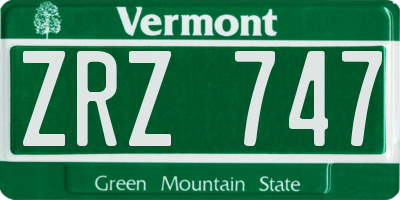VT license plate ZRZ747