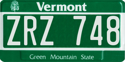 VT license plate ZRZ748