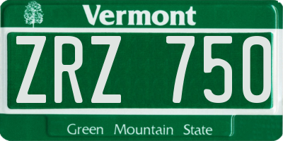 VT license plate ZRZ750
