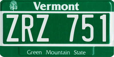 VT license plate ZRZ751
