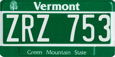 VT license plate ZRZ753
