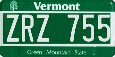 VT license plate ZRZ755