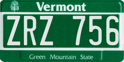 VT license plate ZRZ756