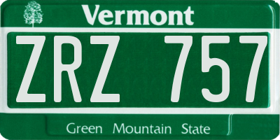VT license plate ZRZ757