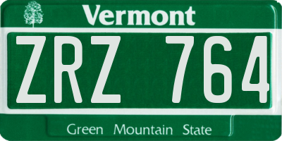 VT license plate ZRZ764