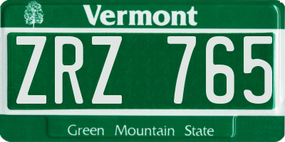 VT license plate ZRZ765