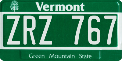 VT license plate ZRZ767