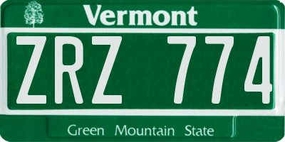VT license plate ZRZ774