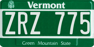 VT license plate ZRZ775