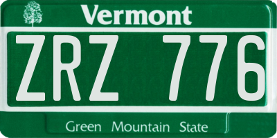 VT license plate ZRZ776