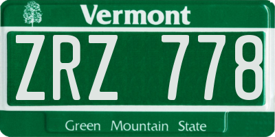 VT license plate ZRZ778
