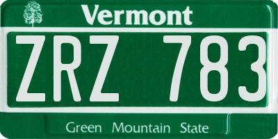 VT license plate ZRZ783