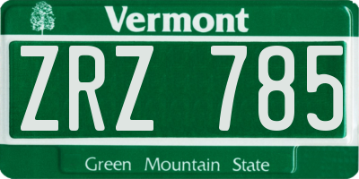 VT license plate ZRZ785