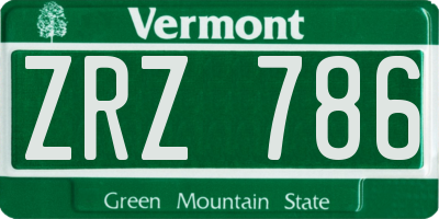 VT license plate ZRZ786
