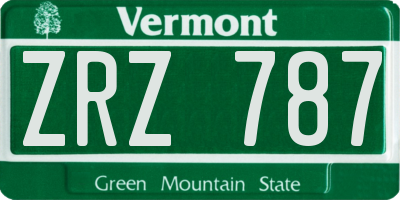 VT license plate ZRZ787