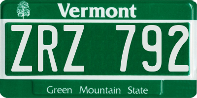 VT license plate ZRZ792