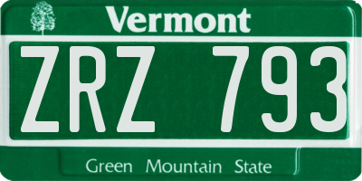 VT license plate ZRZ793