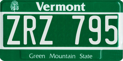 VT license plate ZRZ795