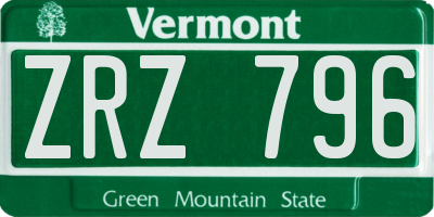 VT license plate ZRZ796
