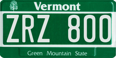 VT license plate ZRZ800