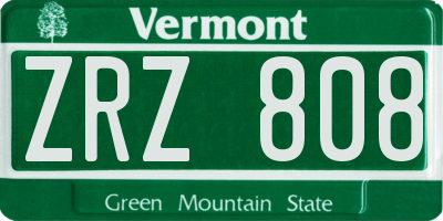 VT license plate ZRZ808