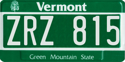 VT license plate ZRZ815