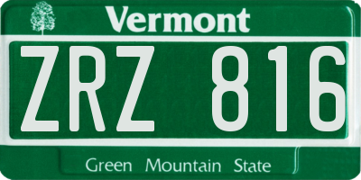 VT license plate ZRZ816