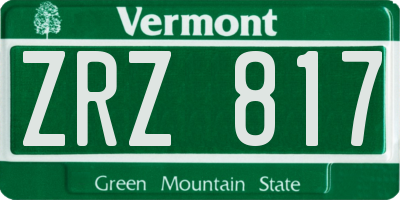 VT license plate ZRZ817