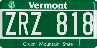 VT license plate ZRZ818