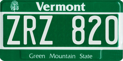 VT license plate ZRZ820