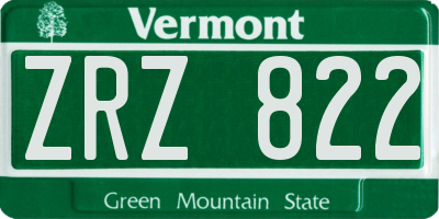 VT license plate ZRZ822