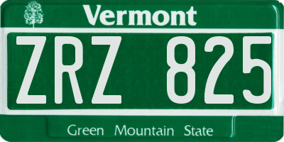 VT license plate ZRZ825