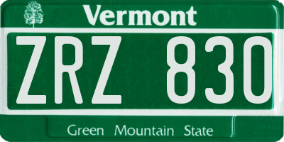 VT license plate ZRZ830