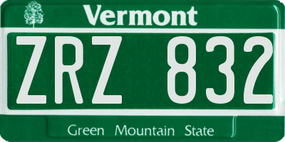VT license plate ZRZ832