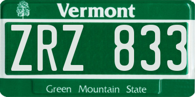 VT license plate ZRZ833