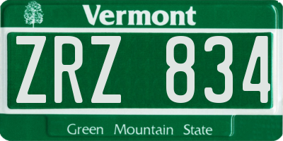VT license plate ZRZ834