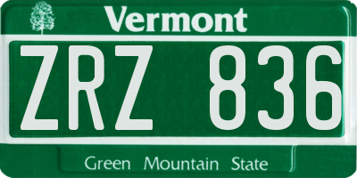 VT license plate ZRZ836
