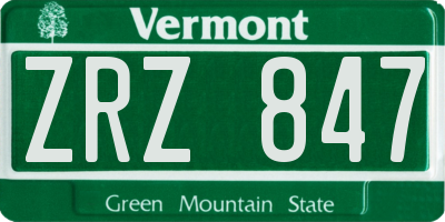 VT license plate ZRZ847