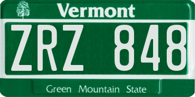 VT license plate ZRZ848
