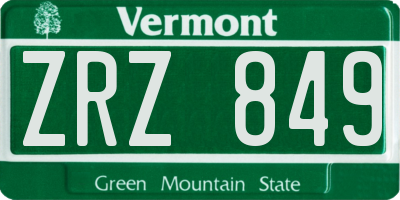 VT license plate ZRZ849