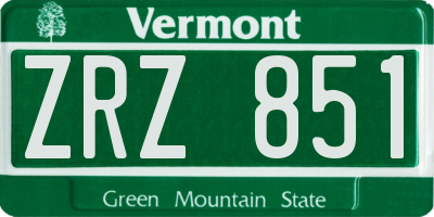 VT license plate ZRZ851